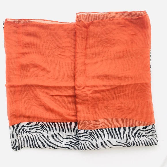 Orange Zebra Print Infinity Scarf - Picture 3 of 4